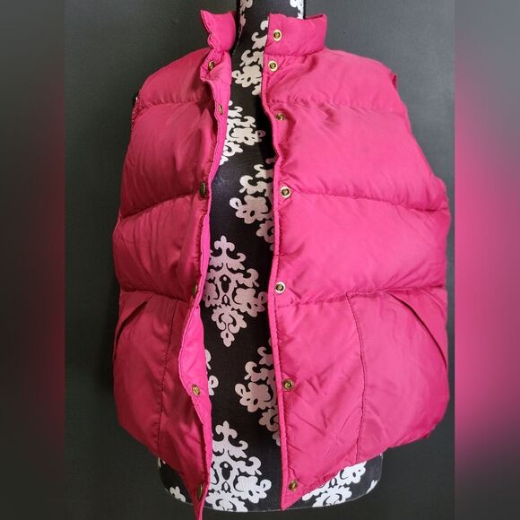 Vintage LL Bean Puffer Vest 90s Pink Wide Channel Snap Closure No Size - Picture 6 of 16